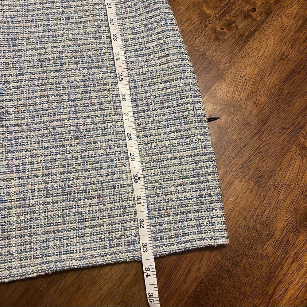 NWT City Vibe Y2K Inspired Blue Tweed Sequin Wool Blend Square Neck Dress Sz 5 - Picture 7 of 15